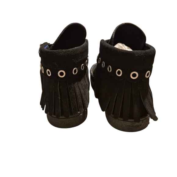 Coach Roccasin Cut Out Suede Boots Black 6.5M - Picture 6 of 8